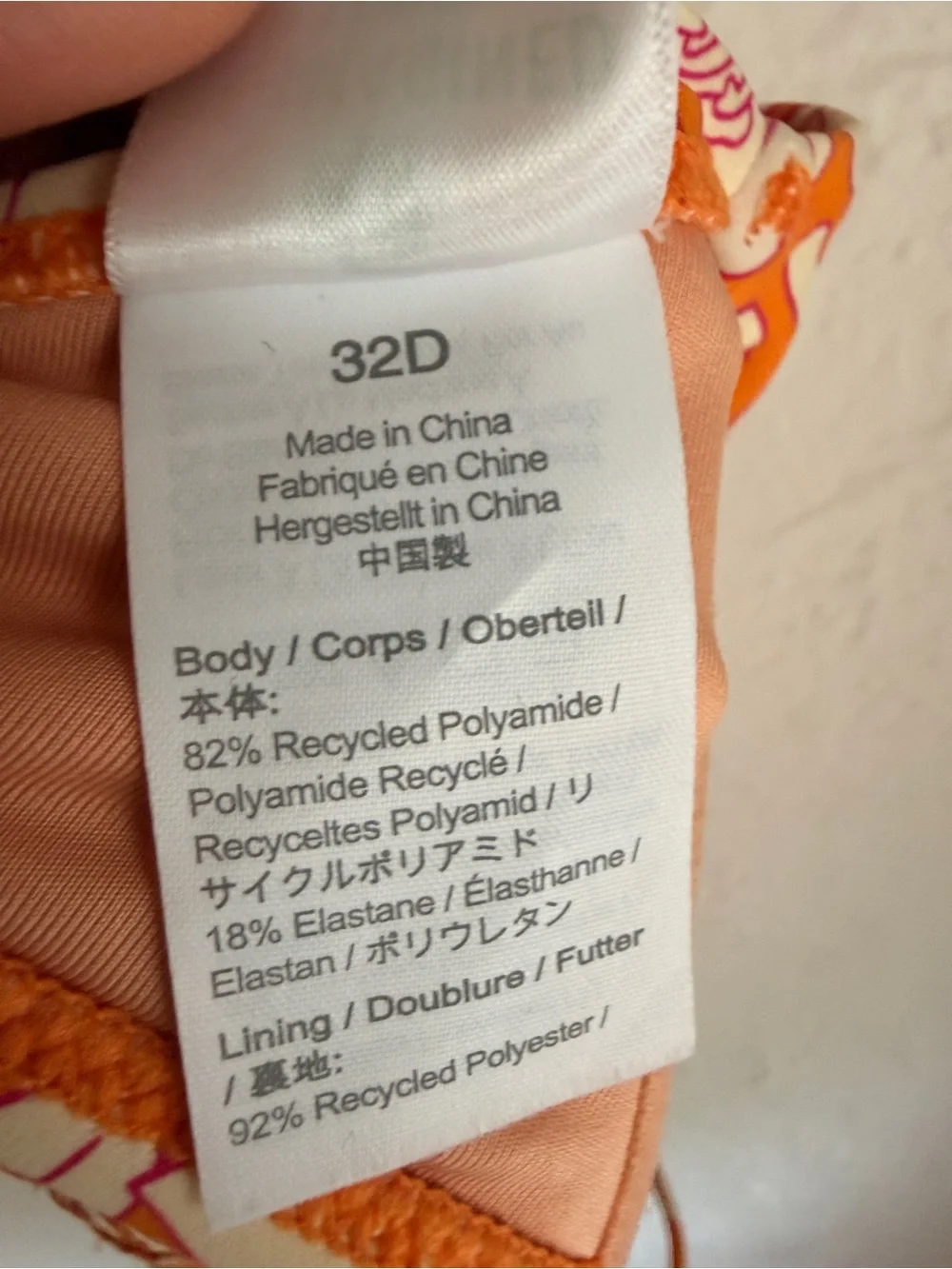 J. Crew 1993 underwire bikini top in orange floral